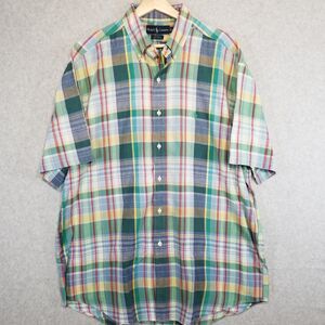 Polo Ralph Lauren Button Shirt Men’s L Green Yellow Red Plaid Blake Madras